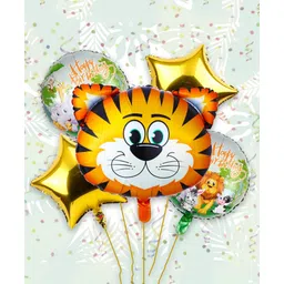 Bubble Trouble Happy Birthday Jungle Theme Foil Balloon - Set of 5-picture-34