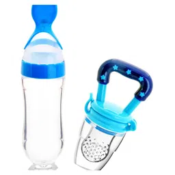 Bubble Trouble Infant Squeezy Silicone Spoon Food Feeder and Fruit Pacifier-Blue-picture-16