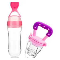 Bubble Trouble Infant Squeezy Silicone Spoon Food Feeder and Fruit Pacifier-Pink-picture-15