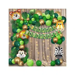 Bubble Trouble Jungle Theme Birthday Decoration Items - Huge 56Pcs Birthday Decoration Items for Boy | Jungle Safari Theme Birthday Decoration | Animal Balloons for Birthday | Jungle Theme Decoration-picture-16