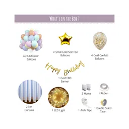 Bubble Trouble Pastel Multicolor Balloons Birthday Decoration Items for Little one's with gold Star Foil Balloon Pack of -77-picture-12