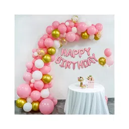 Bubble Trouble Pastel Theme Birthday Decoration Kit for Girls Pastel Pink White & Gold Pack of 65-picture-27