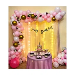 Bubble Trouble Pink & White Balloon Birthday Decoration Kit for Girls Pink & White Pack of 74-picture-19
