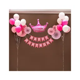 Bubble Trouble Pink Paper Fan Happy Birthday Decoration Kit Pack of 40-picture-20