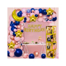 Bubble Trouble Star & Moon Theme Birthday Decoration Kit for Girls Party Decor Pack of 66-picture-22