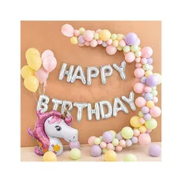 Bubble Trouble Unicorn Theme Birthday with Rainbow Balloons Kit Multicolour Pack of 55-picture-10