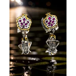 Bucciato Private Limited Gold-Plated Stone Studded & Beaded Jhumkas-picture-10