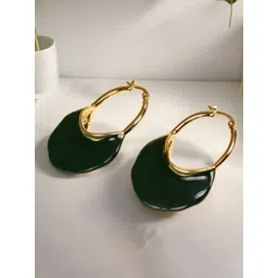 Bucciato Private Limited Stainless Steel Gold-Plated Contemporary Hoop Earrings-picture-18