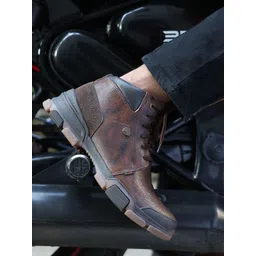 Buckaroo Men Brown Solid Leather Casual Boots-picture-18