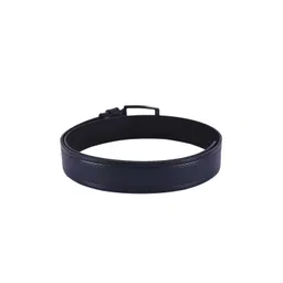 BuckleUp Men Navy Blue & Black Leather Formal Belt image 3