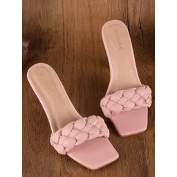BuckleUp Pink Embellished Wedge Mules-picture-27