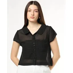 buda jeans co Crinkled Regular Fit Crop Shirt-picture-50