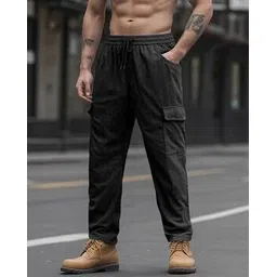 buda jeans co Men Ribbed Relaxed Fit Cargo Pants with Drawstring Waistband-picture-16