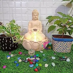 Buddha Table Top Water Fountain for Home Décor/Office/Indoor & Outdoor/Garden/Puja Room/Vaastu Yellow Stone-image-23