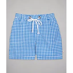 Budding Bees Gingham Checked Roll Up Shorts - Blue-picture-12