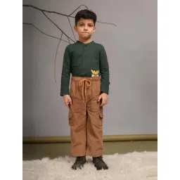 Budding Bees Girls Brown Solid Full Sleeves Trousers & Pants-picture-25