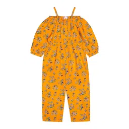 Budding Bees Girls Mustard & Yellow Printed Basic Jumpsuit-picture-16