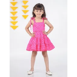 Budding Bees Girls Polka Dot Printed Fit & Flare Dress-picture-10
