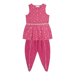 Budding Bees Girls Printed Shoulder Straps Pure Cotton Kurta with Dhoti Pant-picture-41