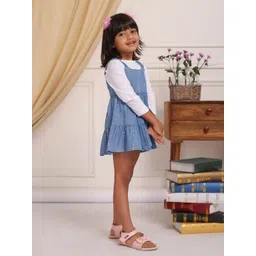 Budding Bees Girls Pure Cotton Tropical Printed T-Shirt & Dungaree Dress-picture-57