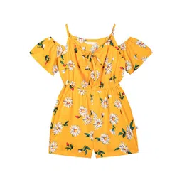 Budding Bees Girls Yellow & White Printed Jumpsuit-picture-46