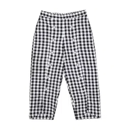Budding Bees Kids Black Cotton Plaid Pattern Trousers-picture-12