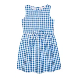 Budding Bees Kids Blue & White Checks Dress-picture-41