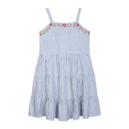 Budding Bees Kids Blue & White Striped Dress-picture-22