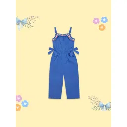 Budding Bees Kids Blue Embroidered Jumpsuit-image-31