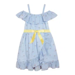Budding Bees Kids Blue Floral Print Dress-picture-31