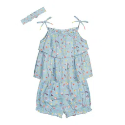 Budding Bees Kids Blue Printed Top with Shorts-image-46
