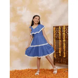 Budding Bees Kids Blue Solid Dress-picture-33