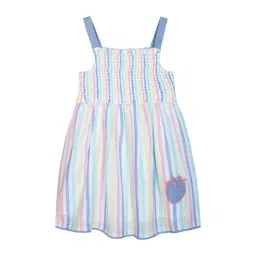 Budding Bees Kids Blue Striped Dress-picture-19