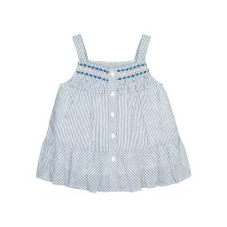 Budding Bees Kids Blue Striped Dress-picture-42