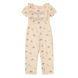Budding Bees Kids Cream Floral Print Jumpsuit-image-28