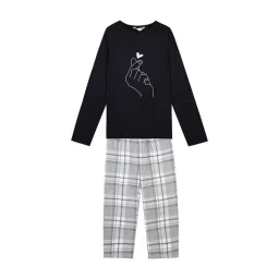 Budding Bees Kids Grey & Black Cotton Printed Full Sleeves T-Shirt Set-picture-26