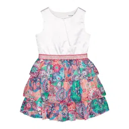 Budding Bees Kids Multicolor Printed Dress-image-1