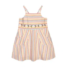 Budding Bees Kids Multicolor Striped Dress-image-39