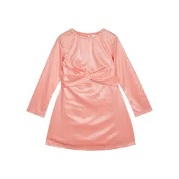 Budding Bees Kids Peach Solid Full Sleeves Dress-picture-48