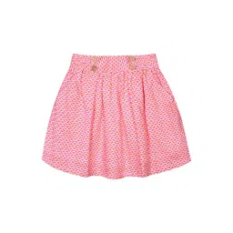Budding Bees Kids Pink Printed Skirt-image-26