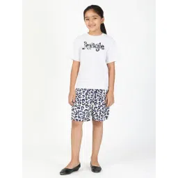 Budding Bees Kids White & Black Printed T-Shirt with Shorts-picture-27