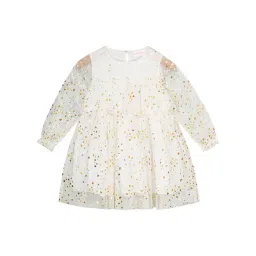 Budding Bees Kids White Embellished Full Sleeves Dress-picture-29