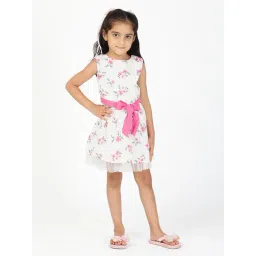 Budding Bees Kids White Printed Dress-picture-26