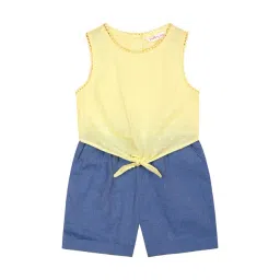 Budding Bees Kids Yellow & Blue Solid Playsuit-picture-30