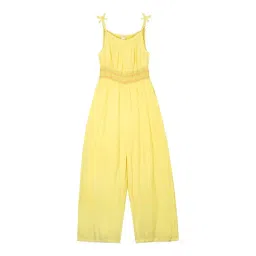 Budding Bees Kids Yellow Solid Jumpsuit-image-42