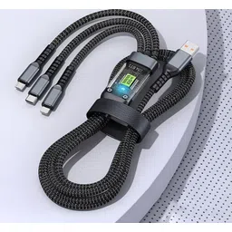 BUFONA 100w Multi Charging Cable Braided LED Display Charging Cord 3in1 Data Cable Charging Pad-picture-24