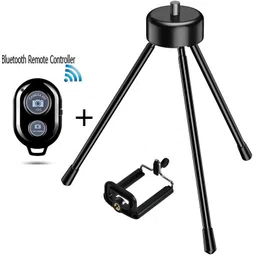 BUFONA Hot Selling Heavy Metal Heavy Duty Strong Unbreakable Mobile Stand+ Bluetooth Shutter Remote Control Mini Black Metal tripod 3Kg Capacity Camera Tripod Stand 20cm Professional Tripod Phone Tripod Stand Multifunction Flexible Tripod for Smartphone Camera Ring Light Stand Holder Selfie Mount, With Clip Special Design for camera,gimbal for smartphone|Tripod stand for mobile|Projector Multi-Use Selfie Stick Desktop, Video Recording Bluetooth Photo Clicker Video Shutter Remote Self-Timer Long Distance Camera Phone Selfie Stick Works with Most Smartphones , IOS Tripod, Monopod, Monopod Kit, Tripod Ball Head, Tripod Bracket, Tripod Clamp, Tripod Kit-image-39