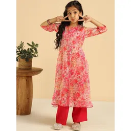 Bugandbees Girls Floral Printed Panelled Kurta with Palazzos-picture-22