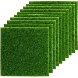 Buildcon 10 Pcs Artificial Grass for Decoration, 15x15cm Green Grass Mat for DIY Fairy Garden, Miniature Garden Decorations, Dollhouse Decoration, Indoor/Outdoor Miniature Gardening-picture-10