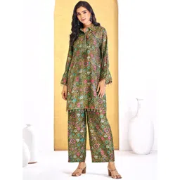 BulBul Prined Shirt Collar Neck Tunic With Trousers Co-Ords-picture-35